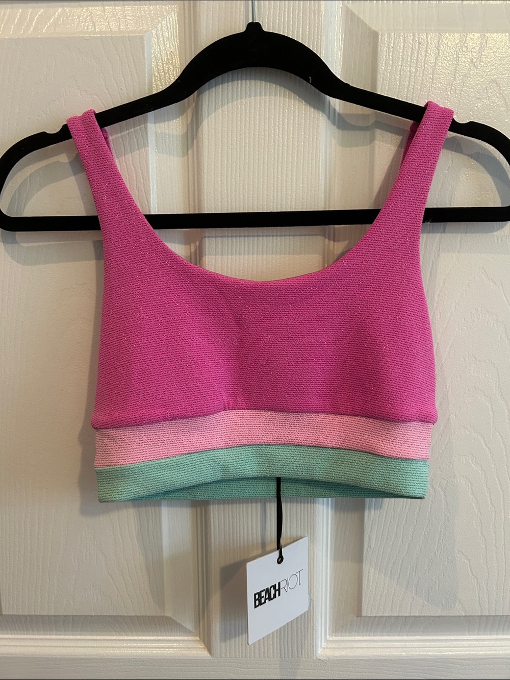 Beach Riot Pink, Light Pink & Mint Colorblock Bikini Top